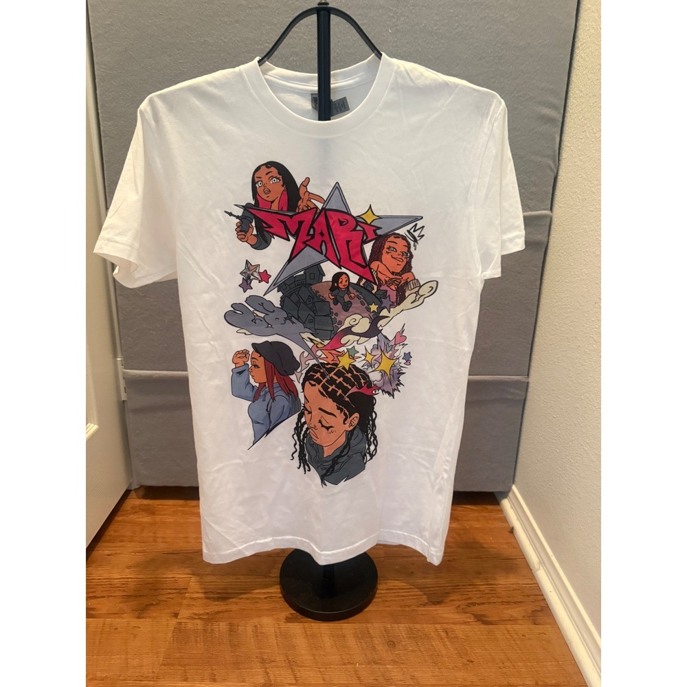 Mari Graphic T-Shirt White Unisex Size Small Next Level Apparel Y2K Cartoon